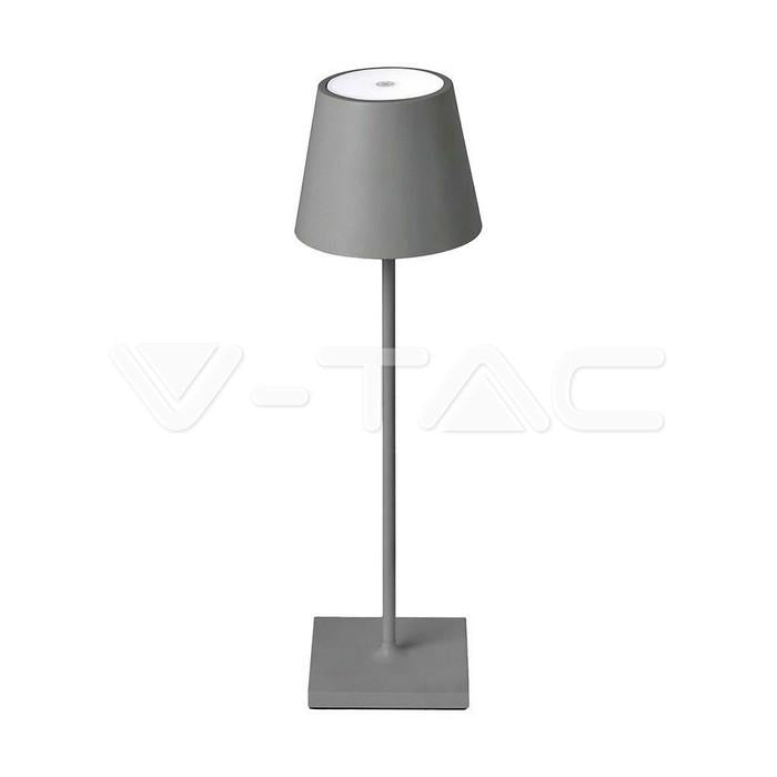 3W LAMPADA LED DA TAVOLO  IN ALLUMINIO RICARICABILE CON TOUCH DIMMERABILE CORPO GRIGIO 3000K