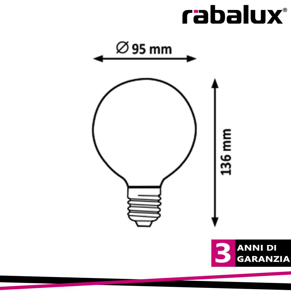 FILAMENT-LED E27 G95 6W 2700K  510LM