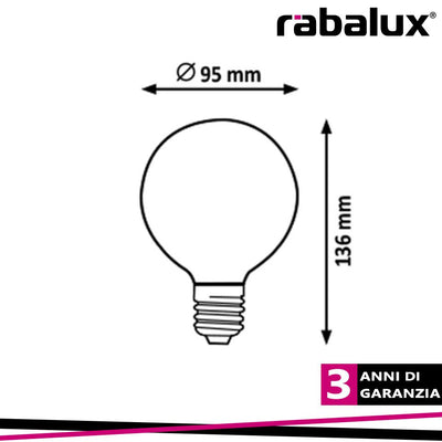 FILAMENT-LED E27 G95 6W 2700K  510LM