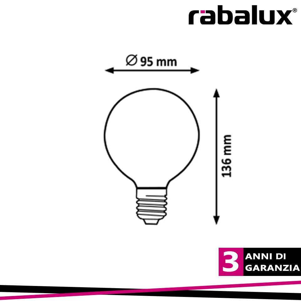 FILAMENT LED E27 G95 7W 4000K  870LM