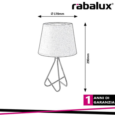 BLANKA, TABLE LAMP, METAL, TEXTILE, E14 1XMAX 40W, CHROME, G