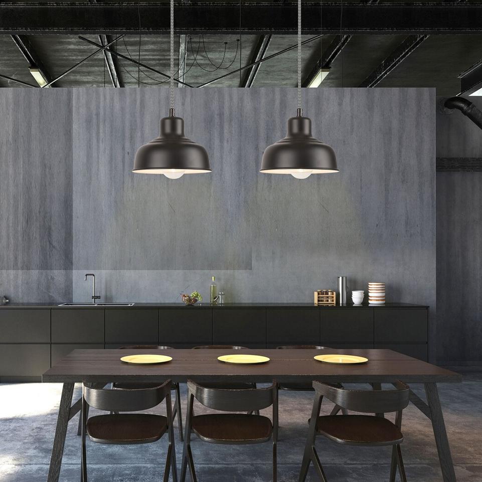 OWEN, TRENDY BLACK PENDANT WITH WHITE FINISH INSIDE