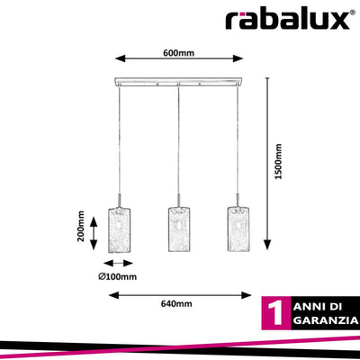 CALLIA, METAL PENDANT LAMP, E14 3X MAX 25W, GREY