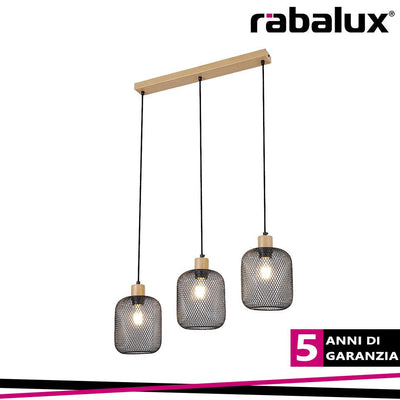 GRENDEL, INDOOR METAL PENDANT LAMP, E27 3X MAX 60W, BEECH WO