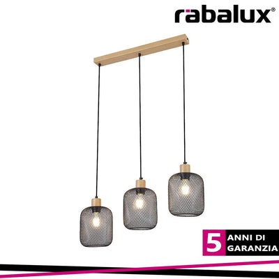 GRENDEL, INDOOR METAL PENDANT LAMP, E27 3X MAX 60W, BEECH WO