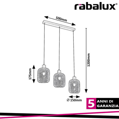 GRENDEL, INDOOR METAL PENDANT LAMP, E27 3X MAX 60W, BEECH WO