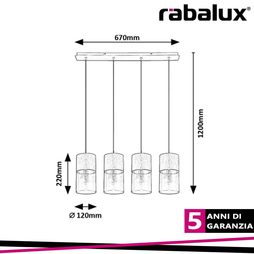 ZELKOVA, INDOOR PENDANT LAMP, E27 4X MAX 40W, D12XH120CM, BR