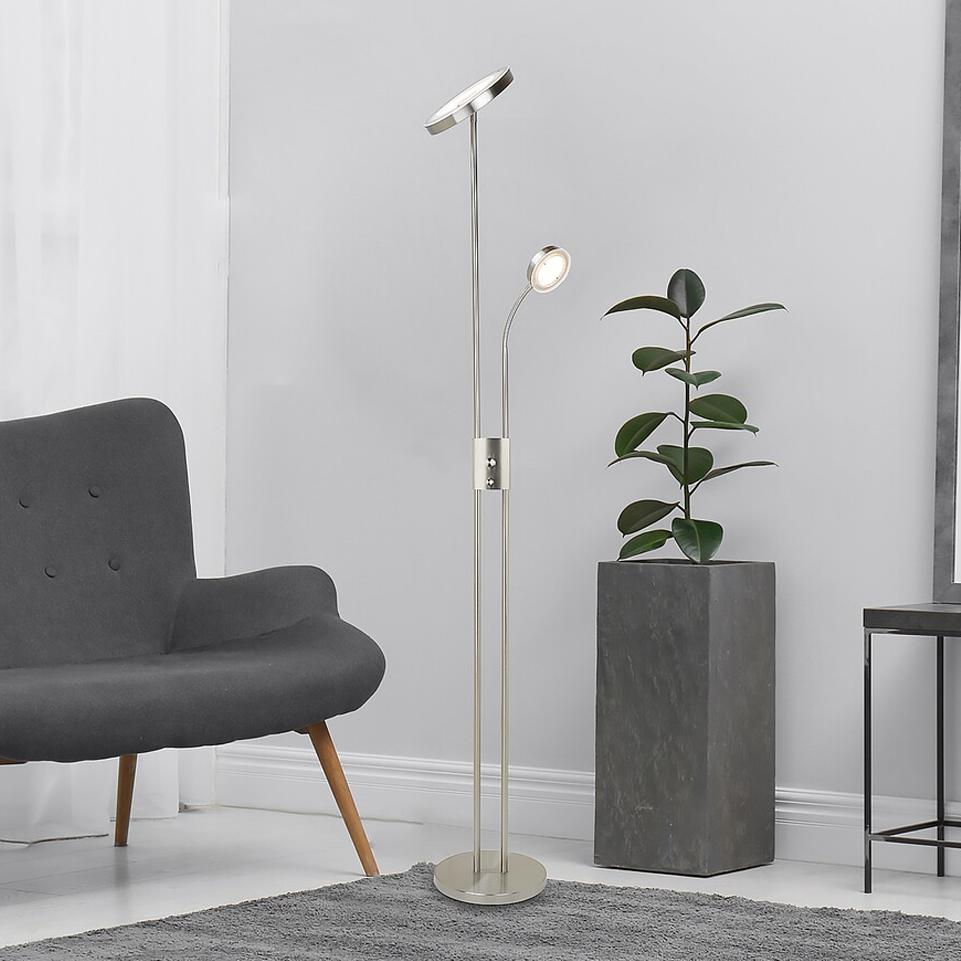 OPHUS, HIGH VOLTAGE LED FLOOR  LAMP,SATIN NICKEL, BUILT-IN L