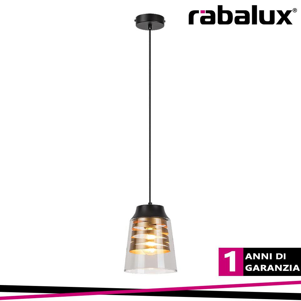 ZENAIDA, GLASS PENDANT LAMP, E27 1XMAX 60W, MATT BLACK, GOLD