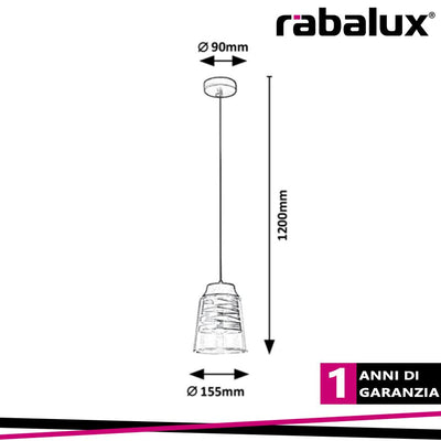 ZENAIDA, GLASS PENDANT LAMP, E27 1XMAX 60W, MATT BLACK, GOLD