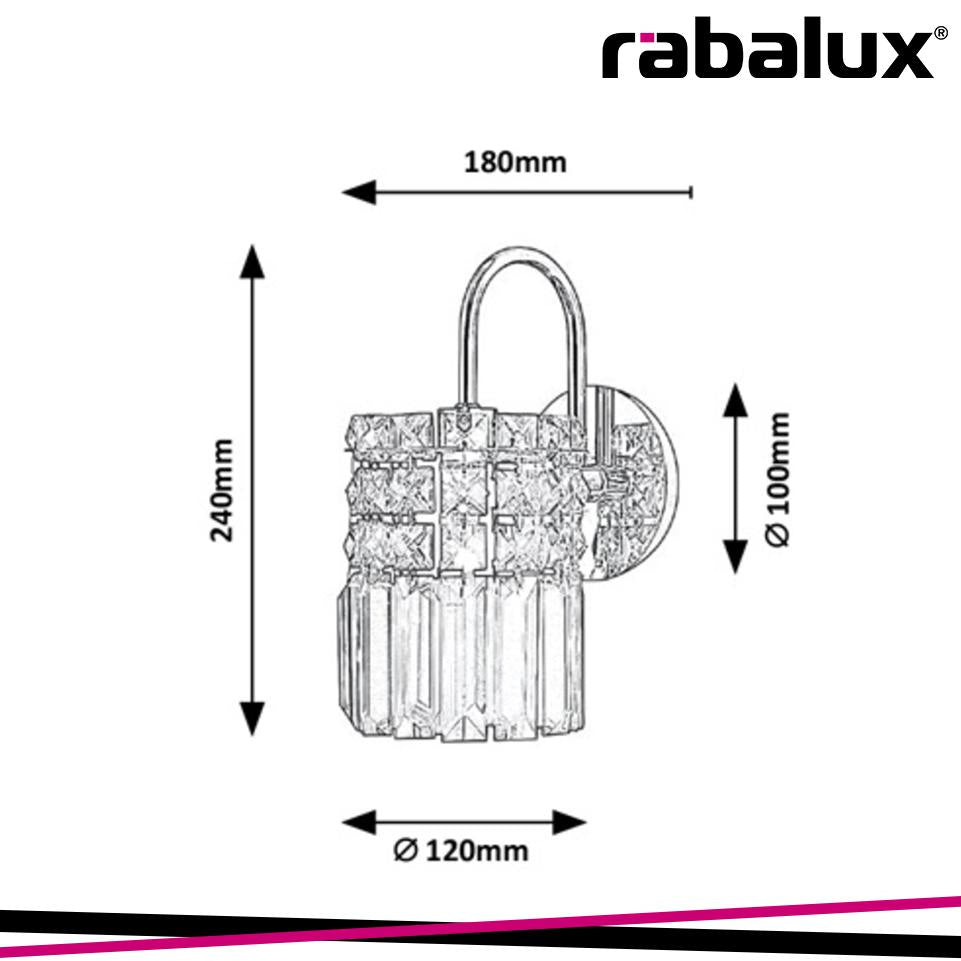 ROSANNA, WALL LAMP, CHROME, TRANSPARENT GLASS CRYSTALS, G9 1