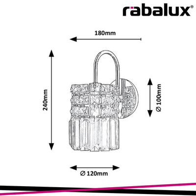 ROSANNA, WALL LAMP, CHROME, TRANSPARENT GLASS CRYSTALS, G9 1