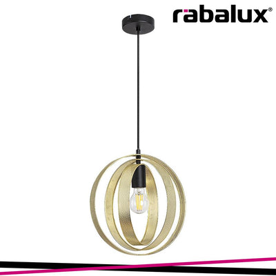 HARLOW, METAL PENDANT LAMP, E27 1XMAX 60W, MATT BLACK, GOLD