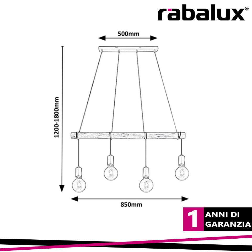 PABLO, METAL WOOD PENDANT , E27 4XMAX 40W, MATT BLACK