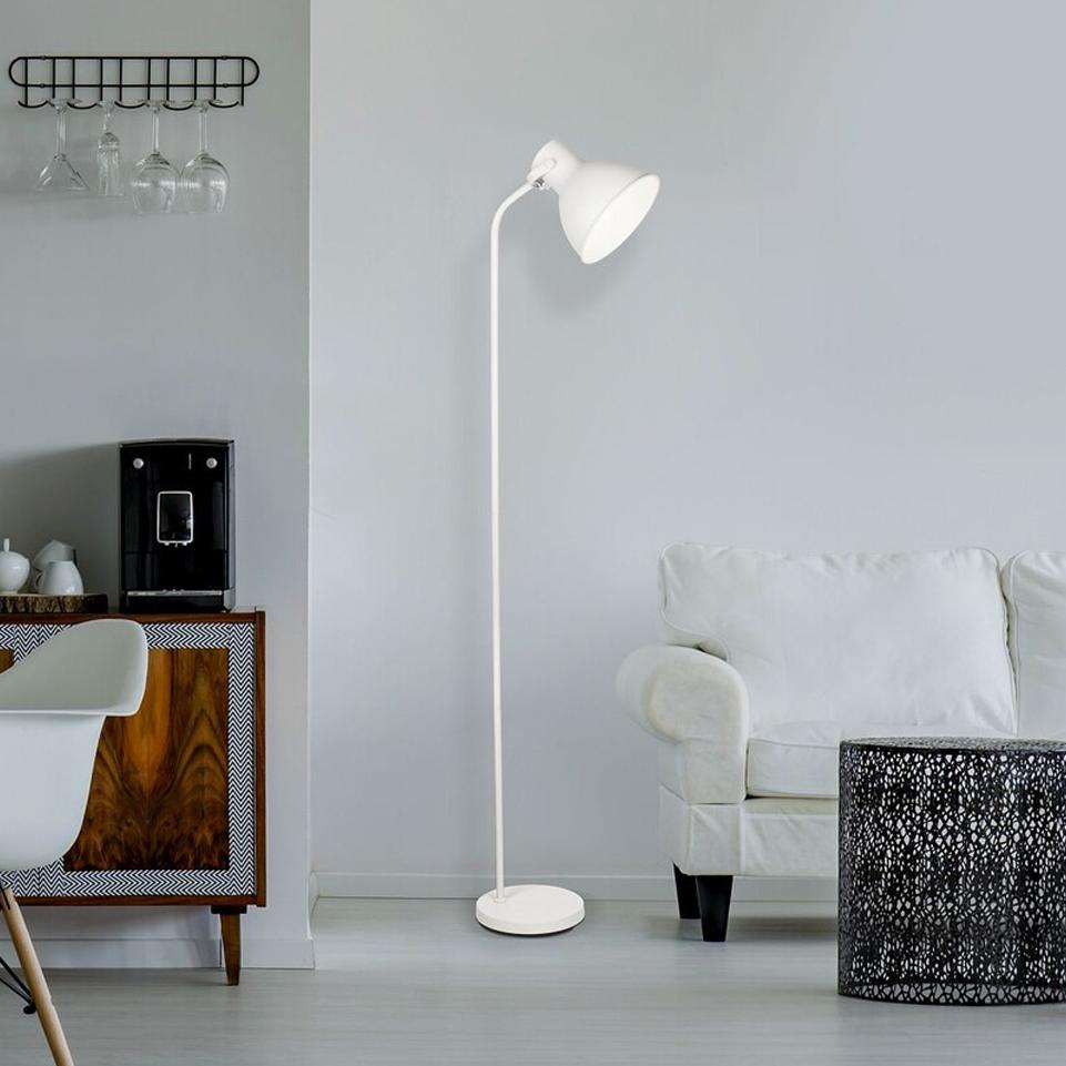 DEREK, INDUSTRIAL STYLE WHITE FLOOR LAMP