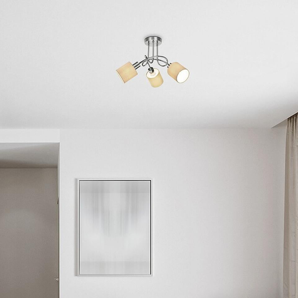 NATINA, TEXTILE CEILING LAMP, E14 3X MAX 25W, SATIN CHROME,