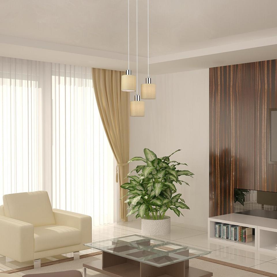 NATINA, PENDANT, BROWN/SATIN CHROME, E14 3X MAX 25W, EXCL.