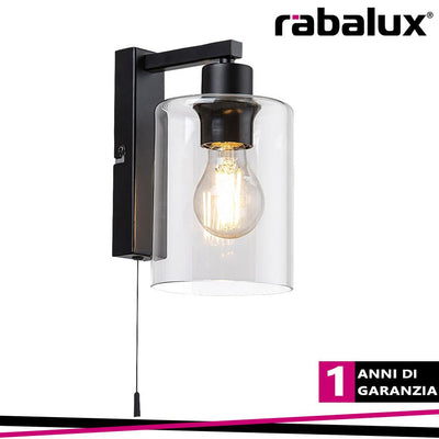 MIROSLAW, GLASS WALL LAMP, E27 1X MAX 40W, MATT BLACK, WITH