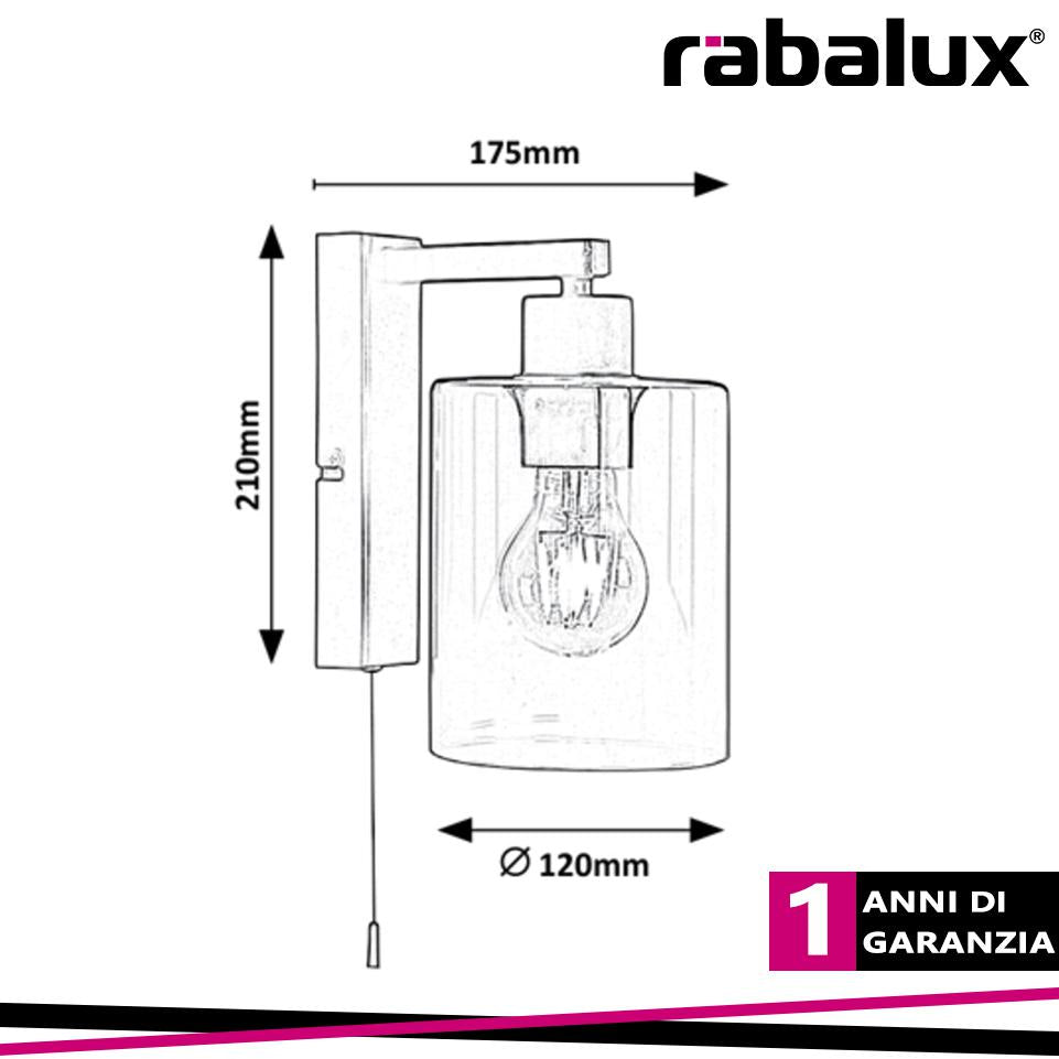MIROSLAW, GLASS WALL LAMP, E27 1X MAX 40W, MATT BLACK, WITH