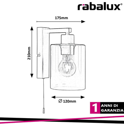MIROSLAW, GLASS WALL LAMP, E27 1X MAX 40W, MATT BLACK, WITH