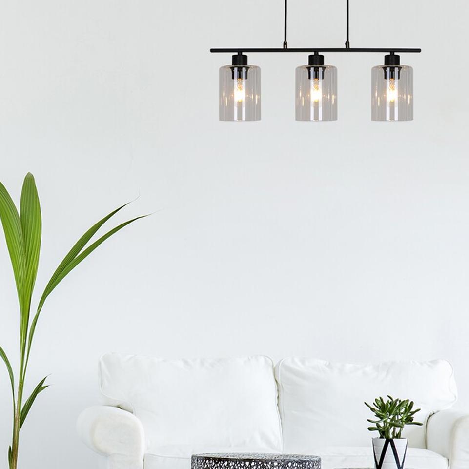 MIROSLAW, GLASS PENDANT  LAMP, E27 3X MAX 40W, MATT BLACK