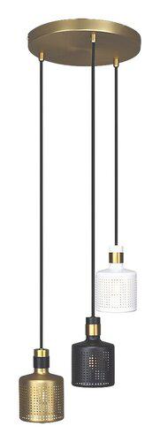 ALBERTA, METAL PENDANT LAMP, E27 3XMAX 9W, WHITE, GOLD, BLAC