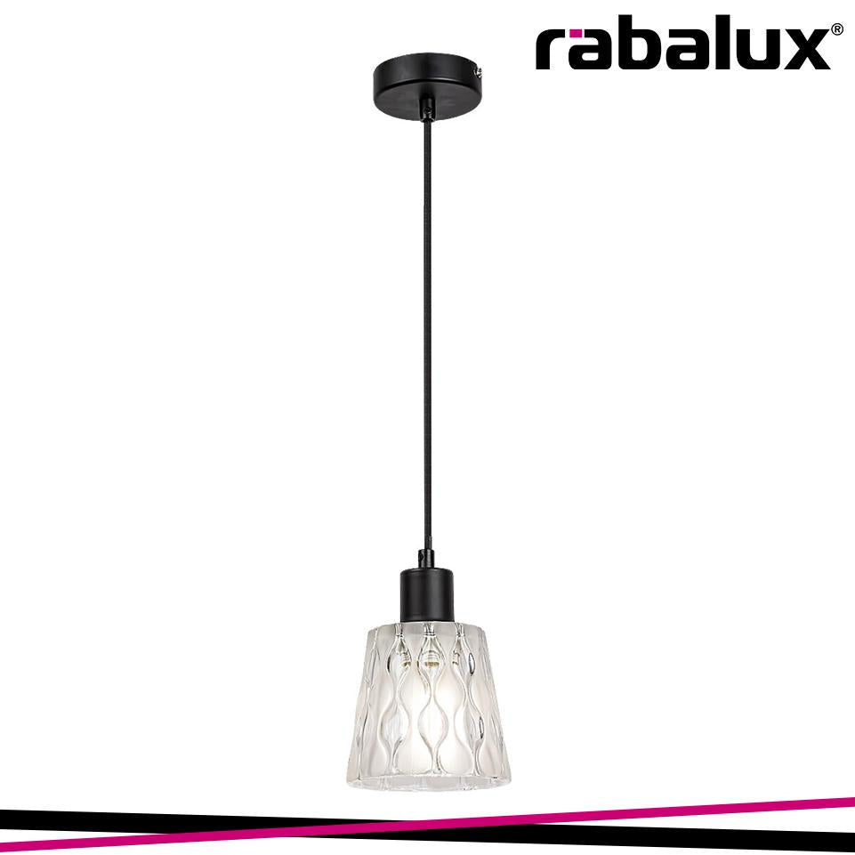 JARINA,  GLASS PENDANT , E27 1XMAX 40W, BLACK, TRANSPARENT