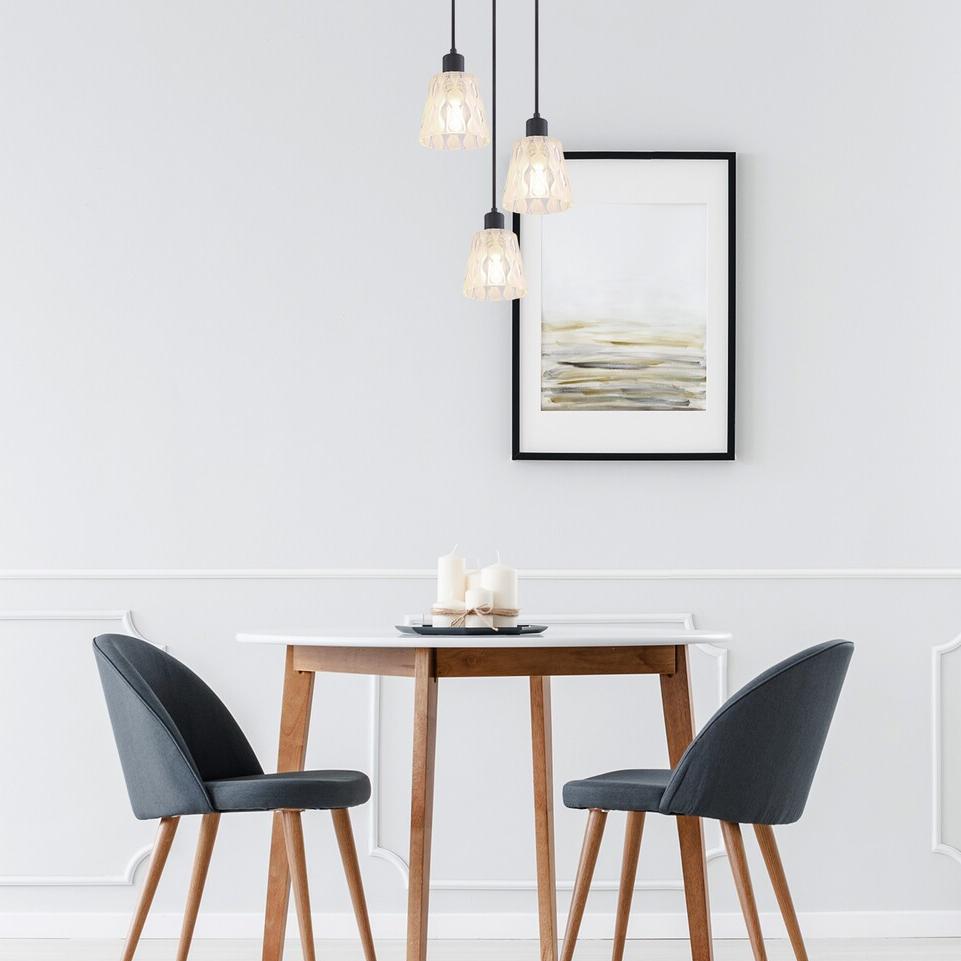 JARINA,  GLASS PENDANT , E27 3XMAX 40W, BLACK, TRANSPARENT