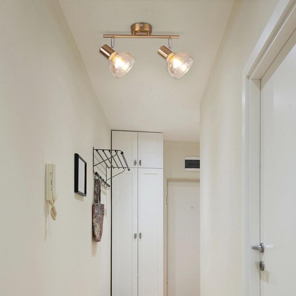 HOLLY, 2 HEADED SPOT WITH AMBER GLASS SHADE, WITHOUT LIGHTSO