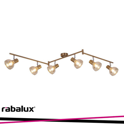 HOLLY, 6 HEADED SPOT WITH AMBER GLASS SHADE, WITHOUT LIGHTSO