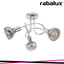 HOLLY, 3 HEADED CEILING LAMP WITH SMOKEY GLASS SHADE, WITHOU