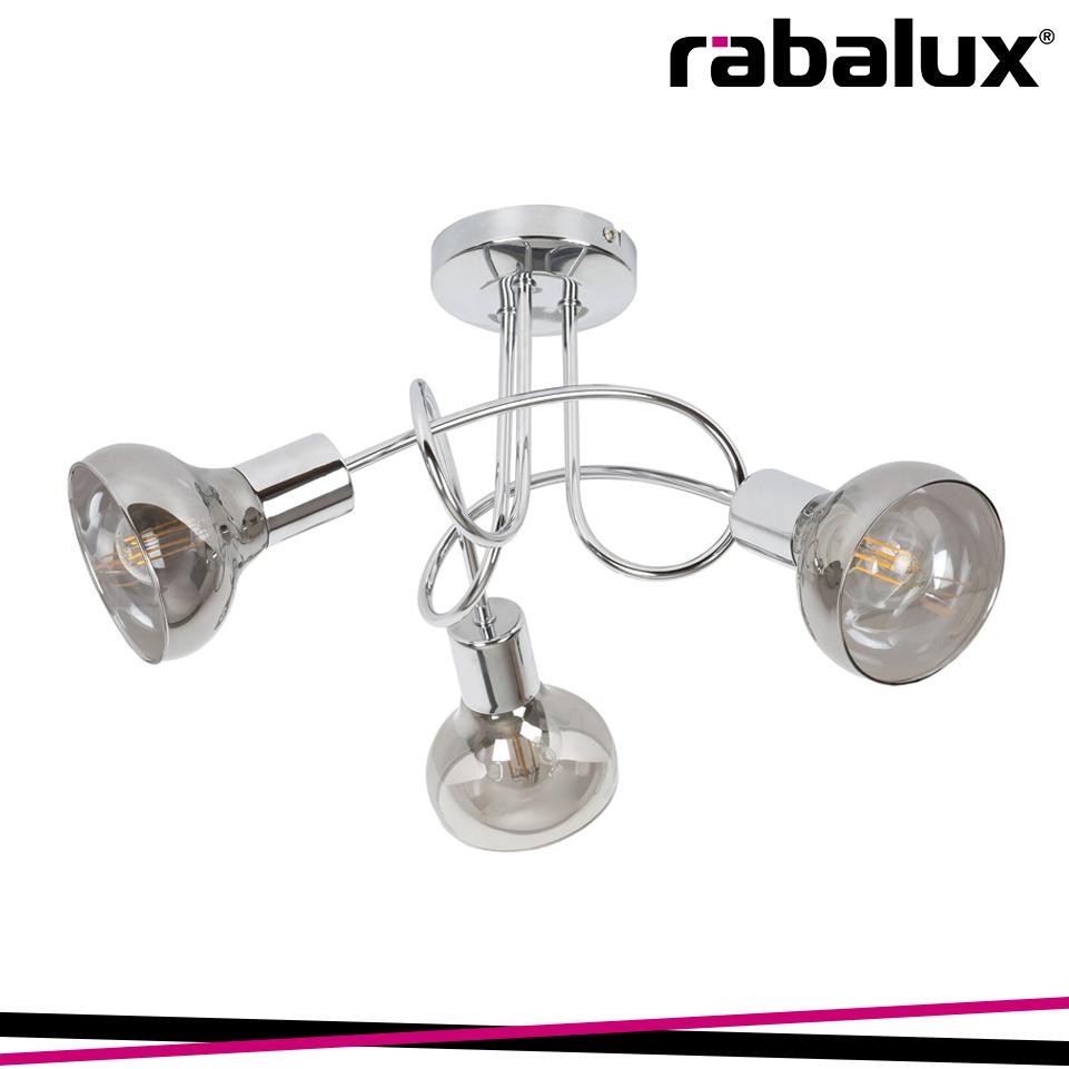 HOLLY, 3 HEADED CEILING LAMP WITH SMOKEY GLASS SHADE, WITHOU