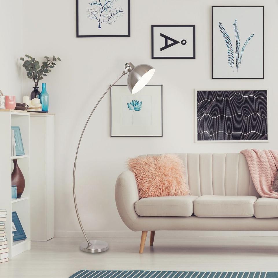 OTTO, FLOORLAMP, SATIN CHROME, WITH WHITE SHADE, E27 1X MAX