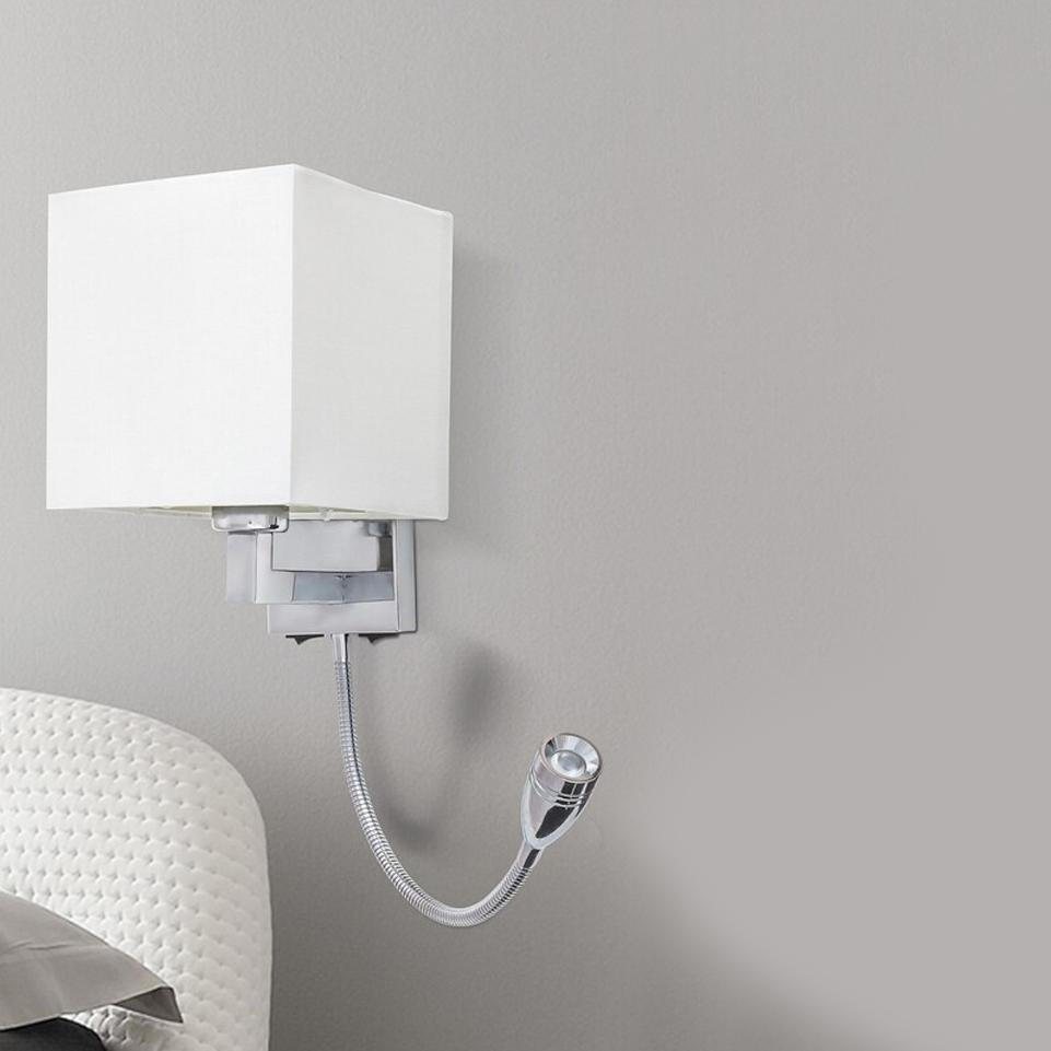LARKIN, ELEGANT CHROME BEDSIDE READING WALL LAMP