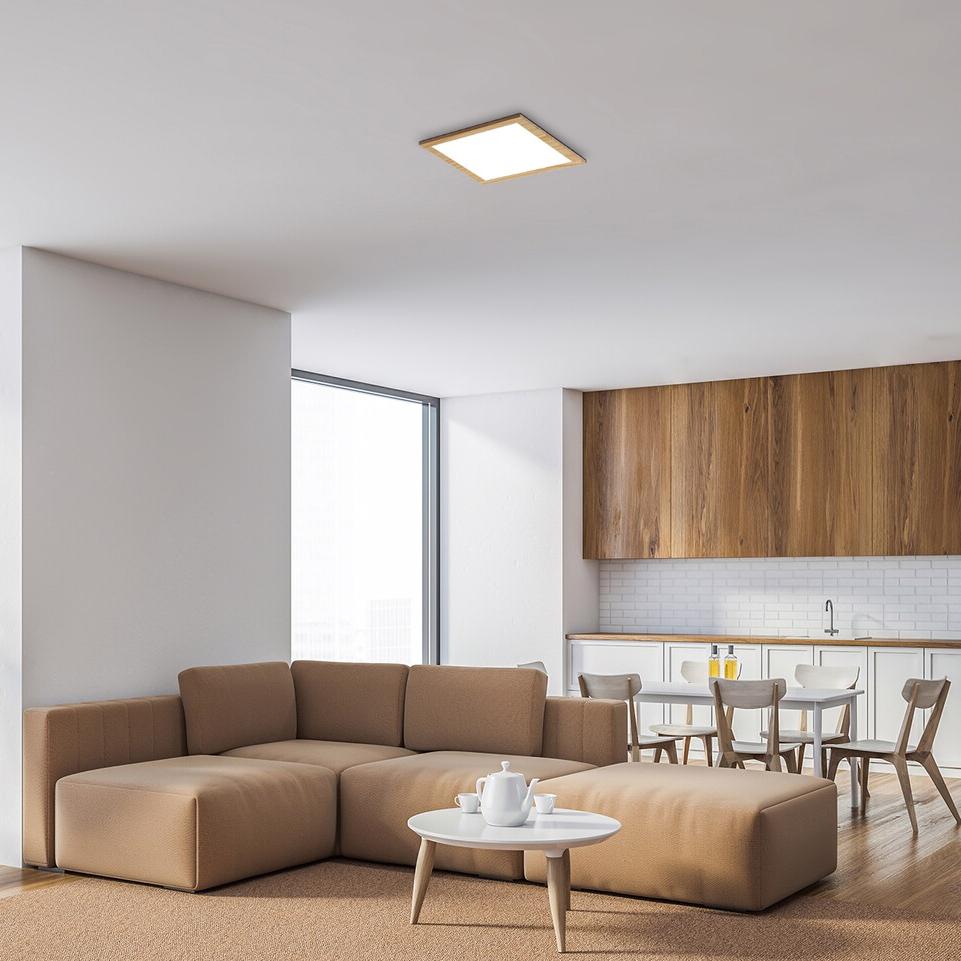 ALMOND, LED PANEL CEILING LAMP, WOOD PAINTED ALUMINUM FRAME,