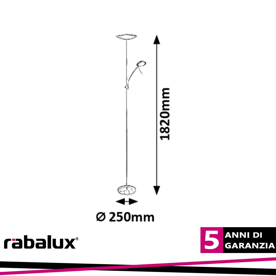 VLASTA, FLOORLAMP WITH READING ARM, SATIN CHROME, WITH INBUI