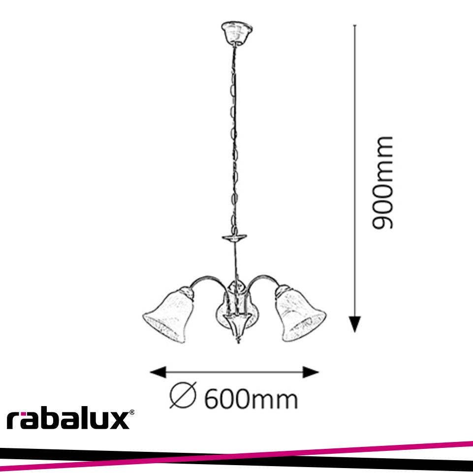 FRANCESCA, PENDANT LAMP,  3 ARMS, D55CM