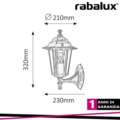 VELENCE, OUTDOOR 1 ARM WALL LAMP, UP
