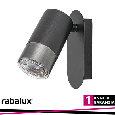 ZIRCON,IND.WALL GU10 1XMAX 5W, M.BLACK