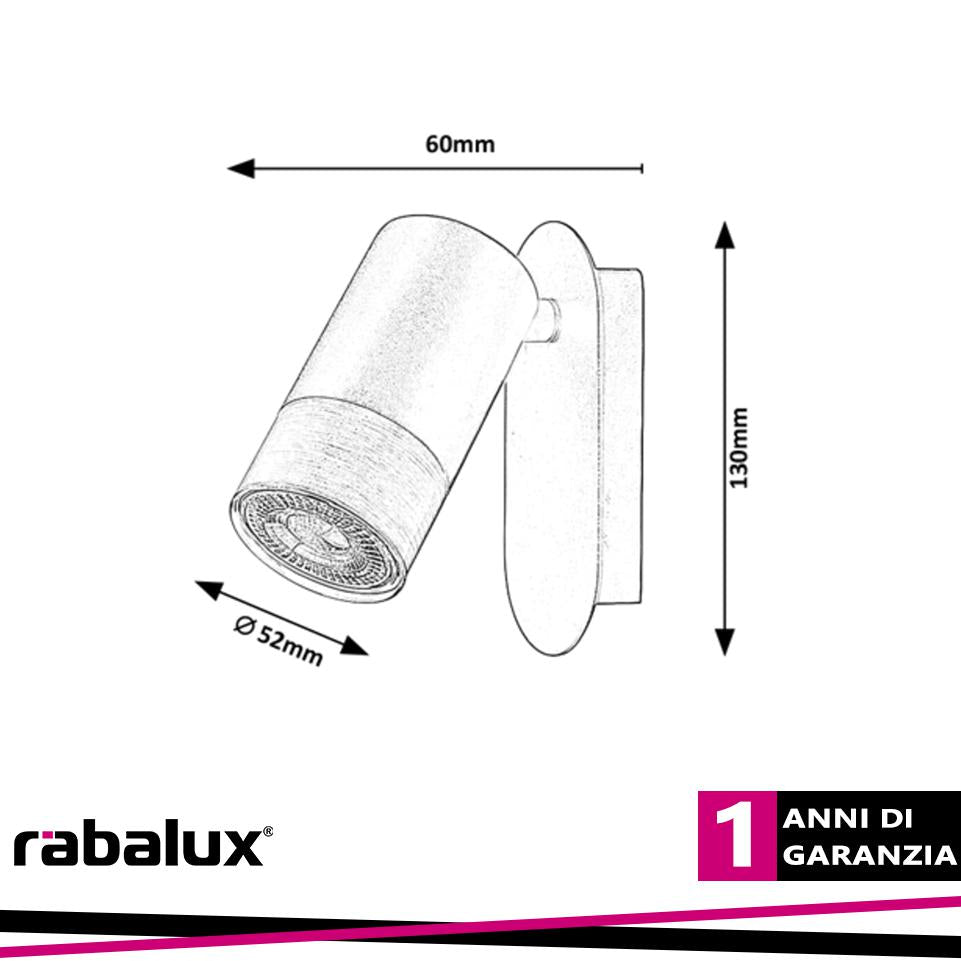 ZIRCON,IND.WALL GU10 1XMAX 5W, M.BLACK