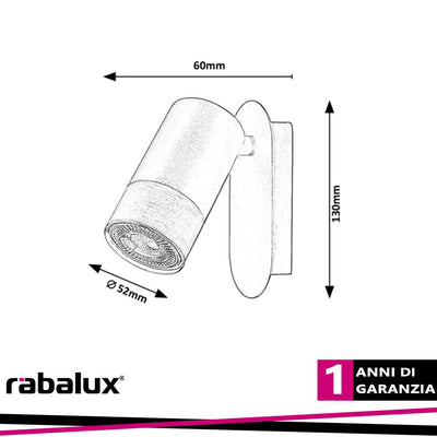 ZIRCON,IND.WALL GU10 1XMAX 5W, M.BLACK