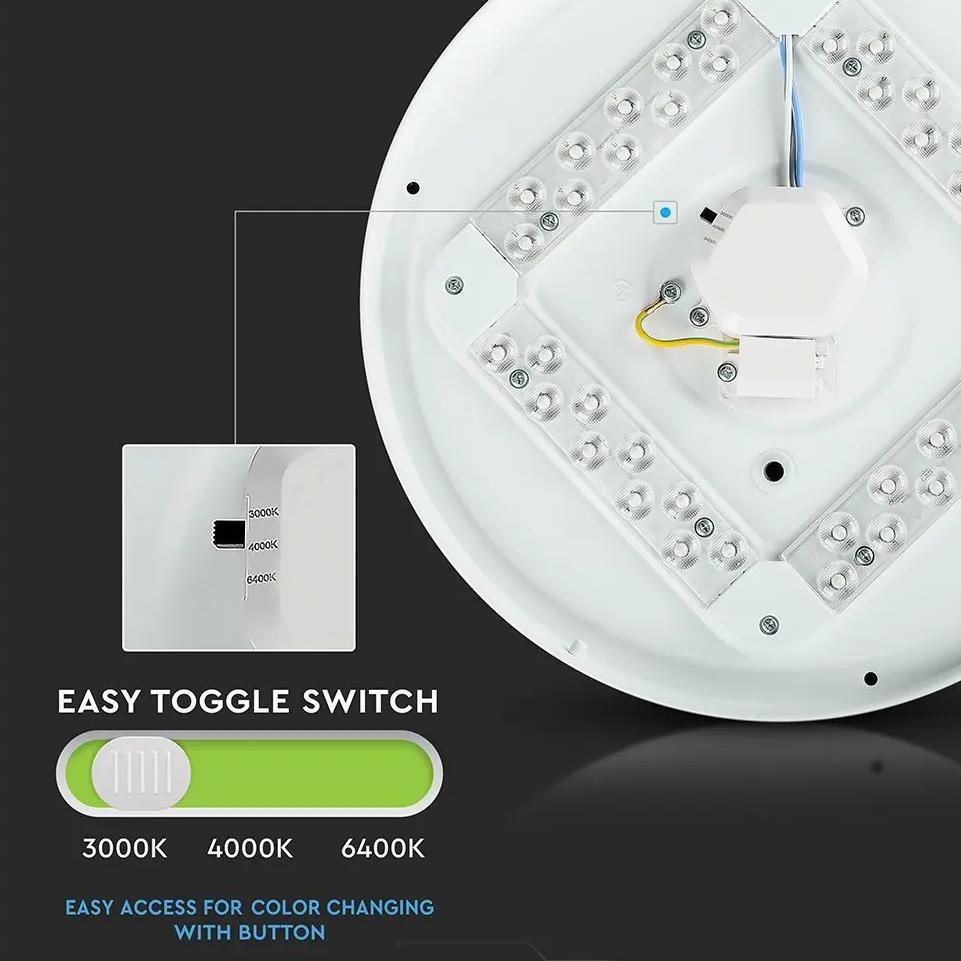 12W PLAFONIERA LED ROTONDA  CON INTERRUTTORE CAMBIA COLORE 3 IN 1 SATINATA