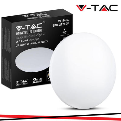 36W PLAFONIERA LED ROTONDA  CON INTERRUTTORE CAMBIA COLORE 3 IN 1 SATINATA