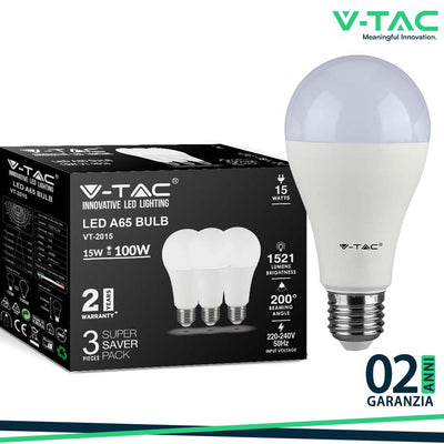 LED LAMPADINA 15W E27 A60 THERMOPLASTICA 6500K 3PCS/BLISTER PACK
