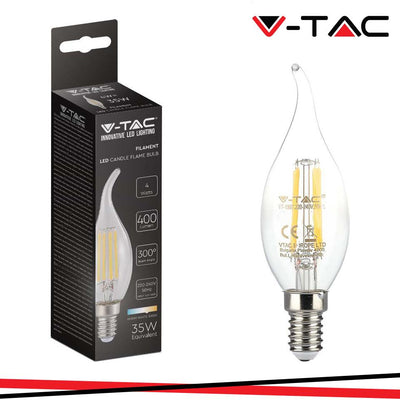 LED LAMPADINA 4W FILAMENTO E14 CLEAR COVER CANDELA FLAME 3000K