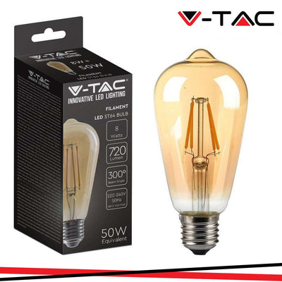 LED LAMPADINA 8W FILAMENTO E27 ST64  AMBER COVER 2200K