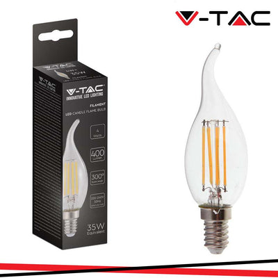 LED LAMPADINA 4W FILAMENTO E14 CLEAR COVER CANDELA FLAME 4000K