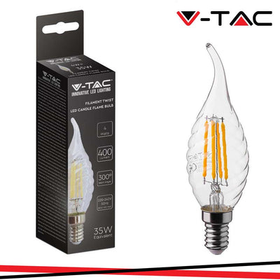 LED LAMPADINA 4W FILAMENTO   E14 TWIST CANDELA TAIL 4000K