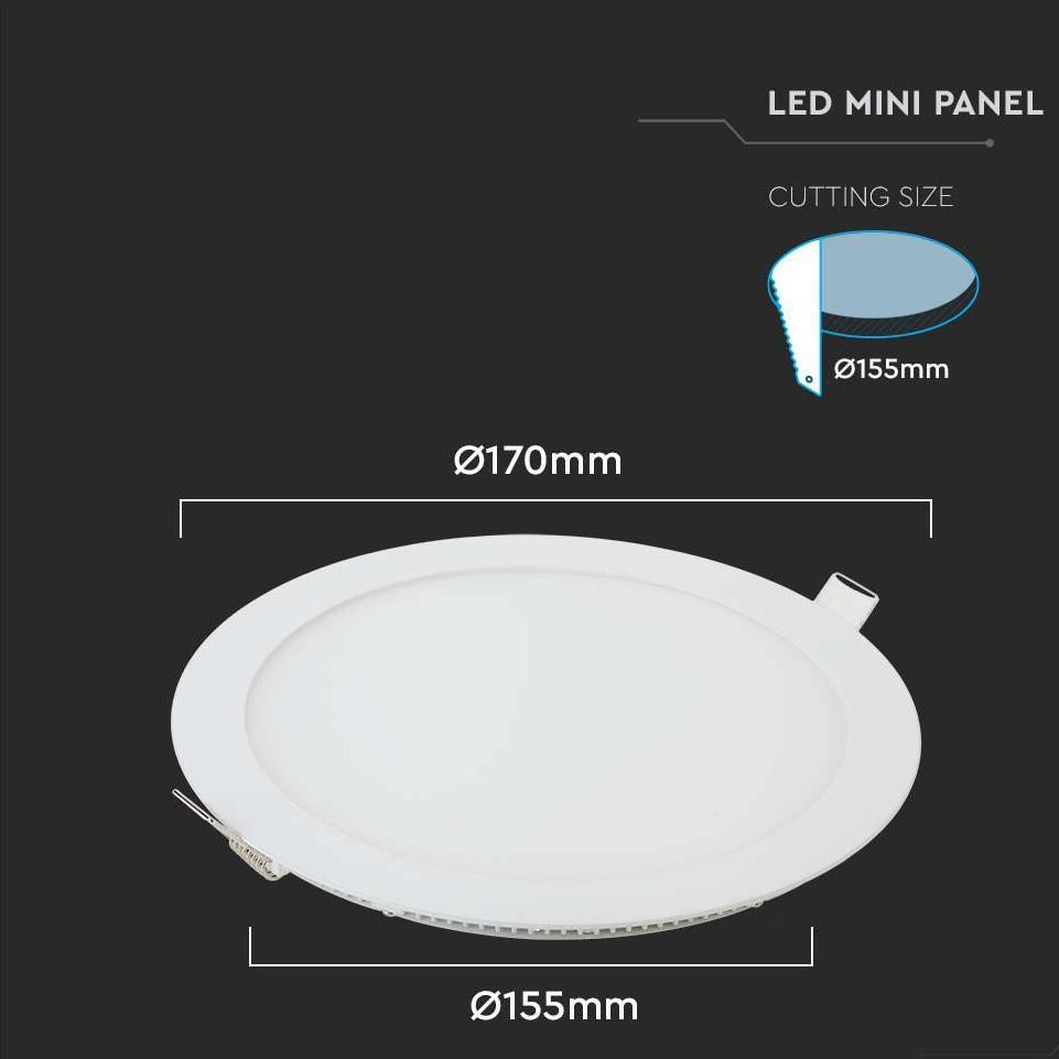 12W LED MINI PANNELLO CORPO ROTONDO 3000K