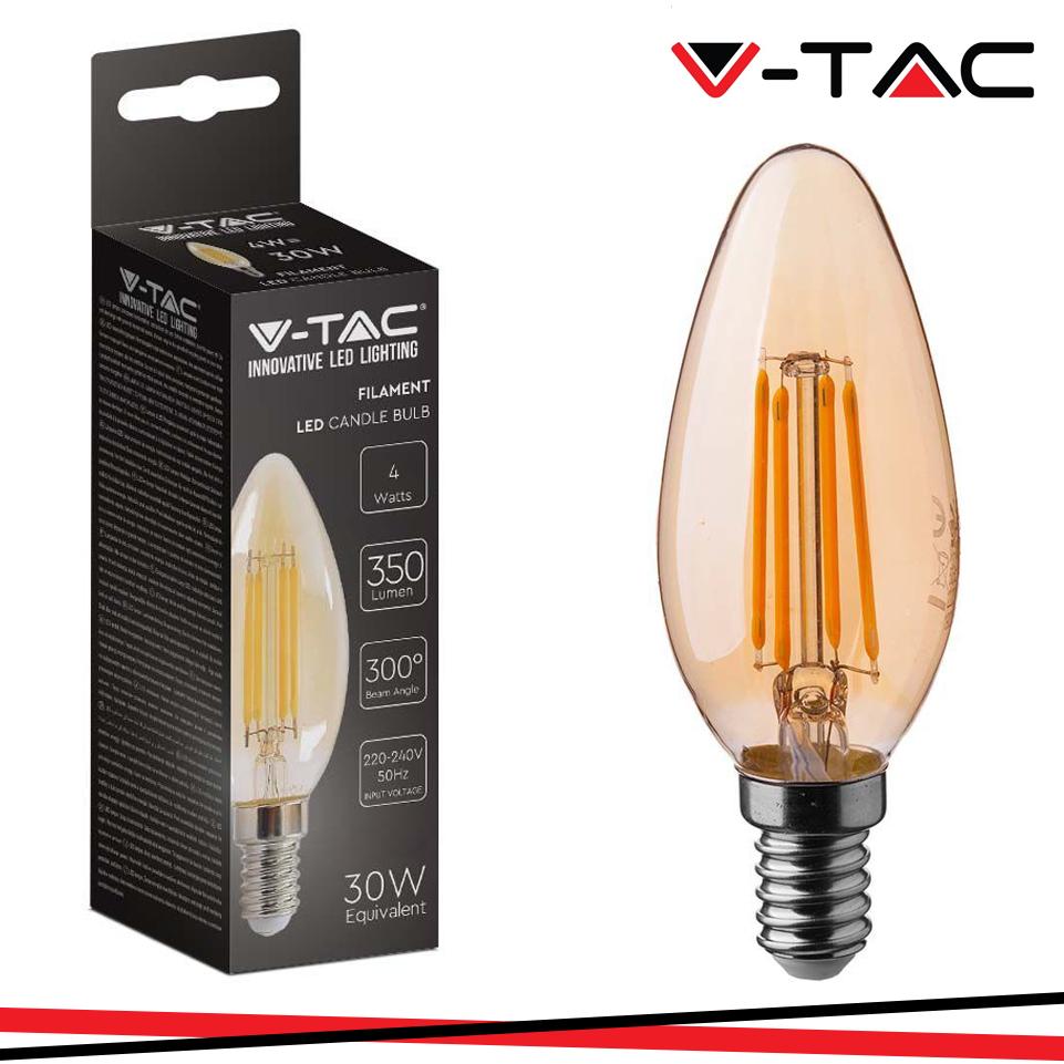 LED LAMPADINA 4W FILAMENTO E14 AMBER COVER CANDELA LAMPADINA 2200K